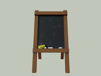 Board wooden easel with blackboard Low-poly 3D model