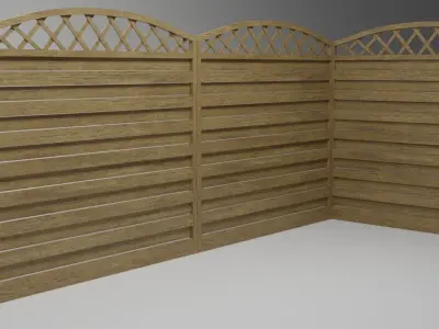 Garden Wood Wall - 2k Textures LOW POLY 3D model