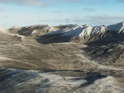 Continuous mountain range model with 8k texture map 3D model