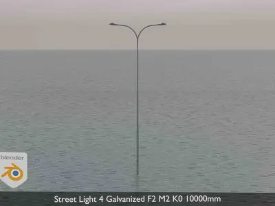 Street Light 4 Galvanized F2 M2 K0 10000mm Low-poly 3D model
