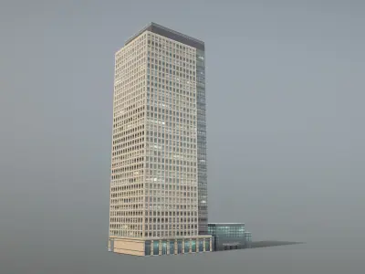 London 40 Bank Street Low-poly 3D model