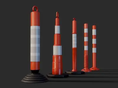 Warning Post 3D model Pack Low-poly 3D model