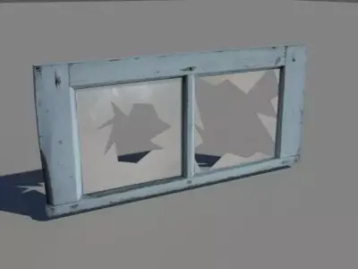 Window 3 broken glass Low-poly 3D model