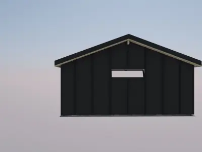 sheet metal carport with walls and window 3D model