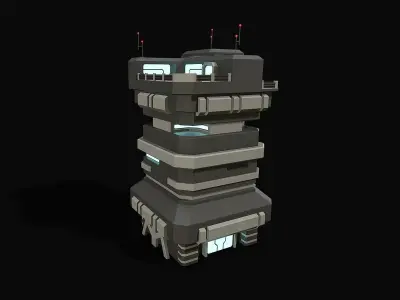 Lowpoly Modular Scifi Building 03 Low-poly 3D model