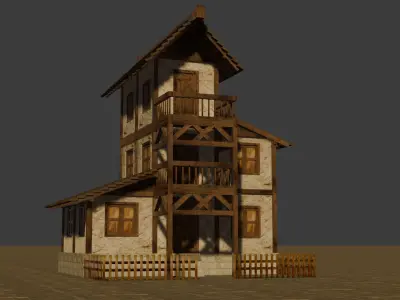 Fantasy Low Poly Medieval House Pack for RPG Environments Low-poly 3D model