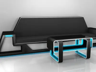 Sci Fi Sofa and Table 3D model