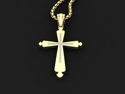 High Cross Pendant Light Gold 18K 3CP023 3D print model