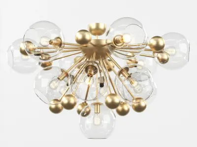 Chandelier modern brass ceiling light with clear glass balls 3D model