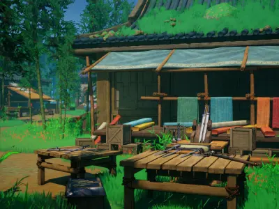 Stylized Asian Market Vol2 Gameready Low-poly 3D model