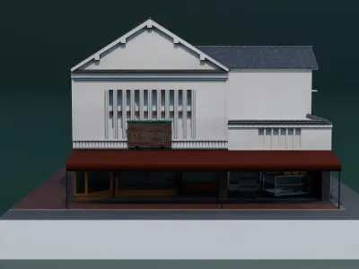 Traditional Japanese Sweets Shop with Residence 3D model