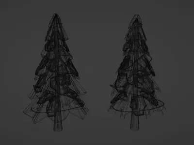 Trees covered in snow 3D model