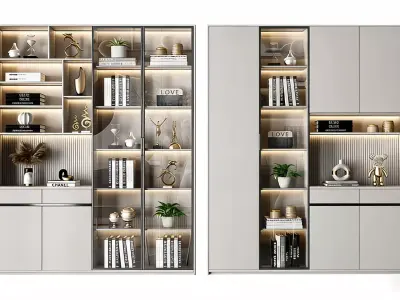 Modern Light Luxury Bookcase 3D model