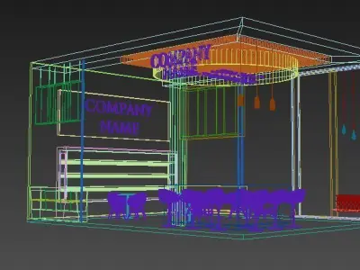 Booth Exhibition Stand Stall 7x9m Height 500 cm 3 Side Open 3D model