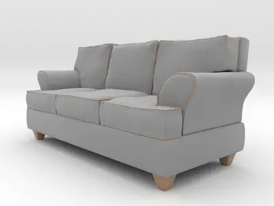 couch with wooden legs Low-poly 3D model