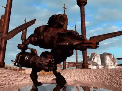 Abandoned Science Fiction Terraforming Base Low-poly 3D model