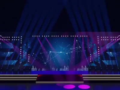 Stage model 3D with lights 3D model