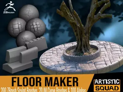 Floor Maker 200 ZBrush sculpting brushes - stone floor pavement Texture