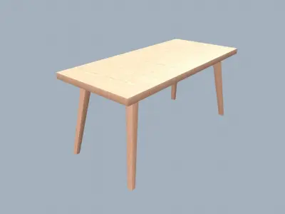 Wood Dinner Table Low-poly 3D model