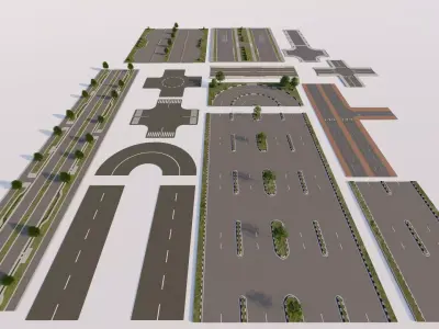 Road Pack - Extended-City Roads 3D model