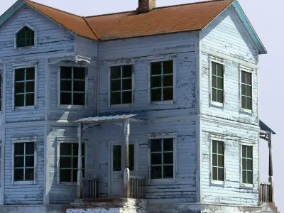 Old House game ready low poly Model Low-poly 3D model