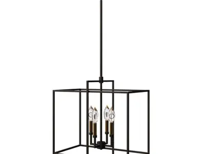Noa 4-Light Pendant Matte Black with Aged Brass Free 3D model