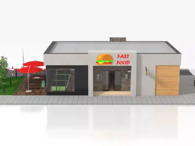 Drive-Thru Fast Food Restaurant  3D model