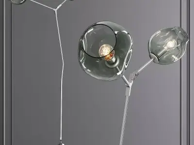 Branching Bubble Floor Light Satin Nickel and Dark Green Glass 3D model