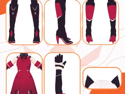 VRM SCIFI BODYSUIT DRESS TECH GEAR SEXY CUTE CELL SHADED ANIME 3D model