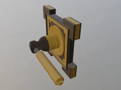 Wooden Door Handle Free 3D model