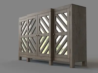 Mixed Material Buffet Brown 3D model