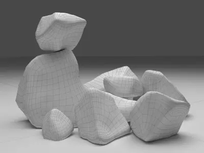Scattered Rocks Low Poly 3D model