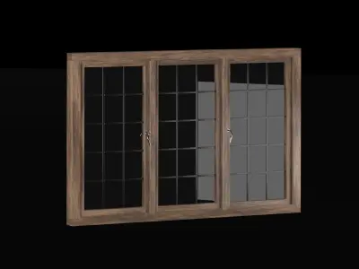 Wooden windows 3D model