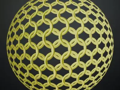 Gold Round Iron Chainmail PBR Seamless Texture