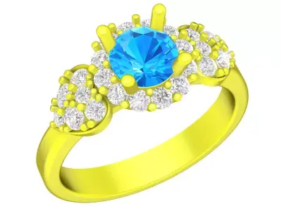 Elegant Asymmetric Halo Cluster Ring for Women 5095 3D print model