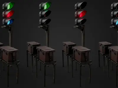 Subway Traffic Light Low-poly 3D model