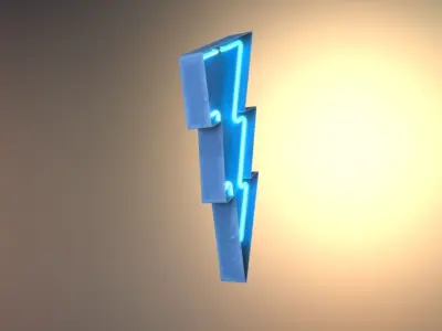 Lightning Bolt NEON Sign Low-poly 3D model