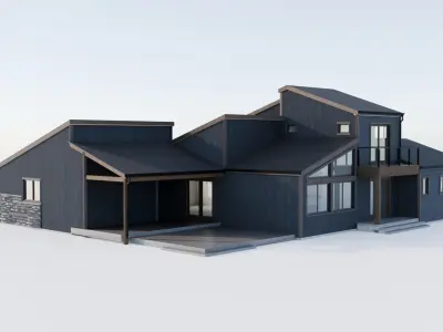 Modern Architectural Residential Home Exterior 3D model
