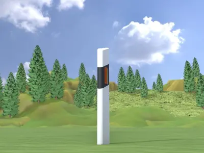 Delineator posts with yellow-orange reflectors L Low-poly 3D model