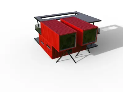 CONTAINER HOUSE Low-poly 3D model