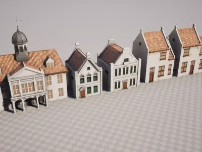 Old Batavia City Offices Townhall Static Meshes for Games Low-poly 3D model