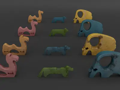 Animals Sculpture For Playground Low-poly 3D model