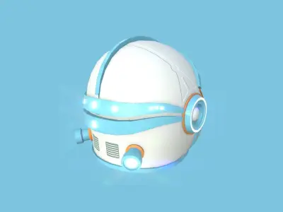 Astronaut Helmet 02 - White Blue - Character Design Fashion Low-poly 3D model