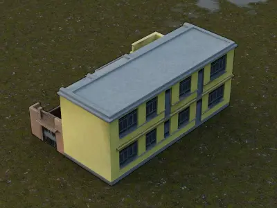 Chinese Rural Primary School Low-poly 3D model