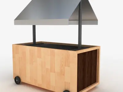 3d cart wooden with roof 3D model