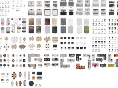 2D Floor Plan Furniture - Top View PSD - MORE than 300 cutouts 3D model