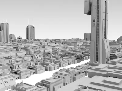 SCI-FI CITY FUTURISTIC BUILDINGS 2 Low-poly 3D model