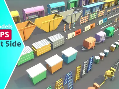 StreetSide PROPS - Low Poly Assets Low-poly 3D model Low-poly 3D model