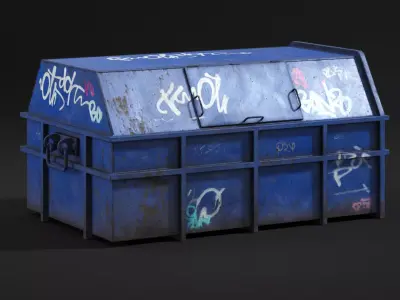 Trash Containers Set Low-poly 3D model