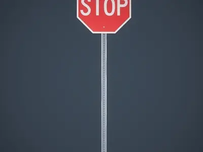 Stop Sign Low-poly 3D model